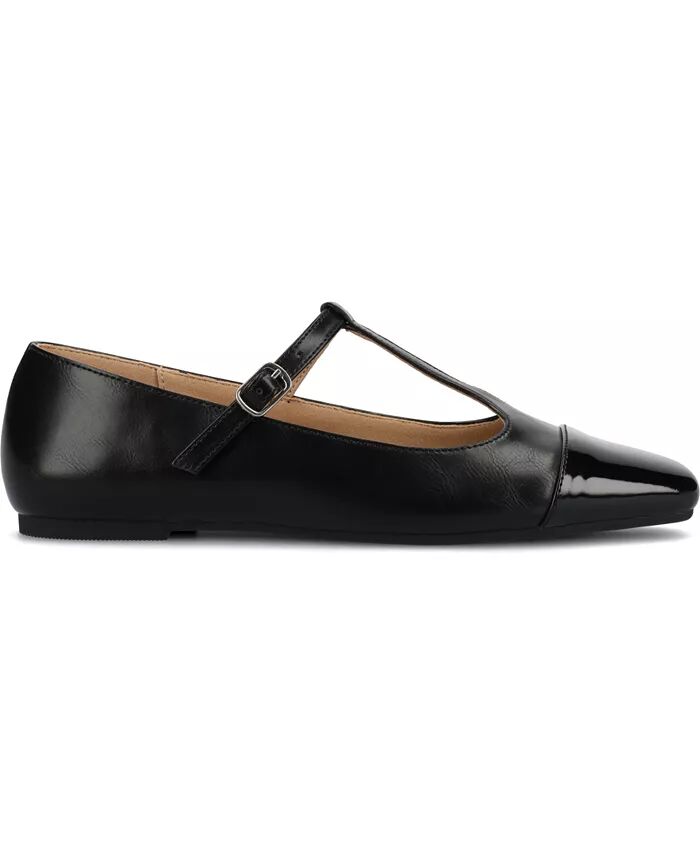 Женские туфли-лодочки Theah T-Strap Cap Toe Mary Jane Flats Journee Collection, черный — фото 2