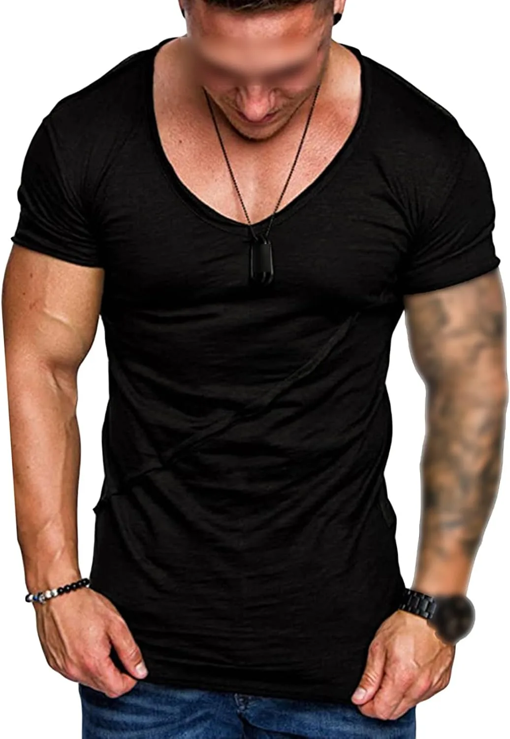 

JEsilunmaMY мужская футболка с коротким рукавом реглан V-образным вырезом Slim Fit