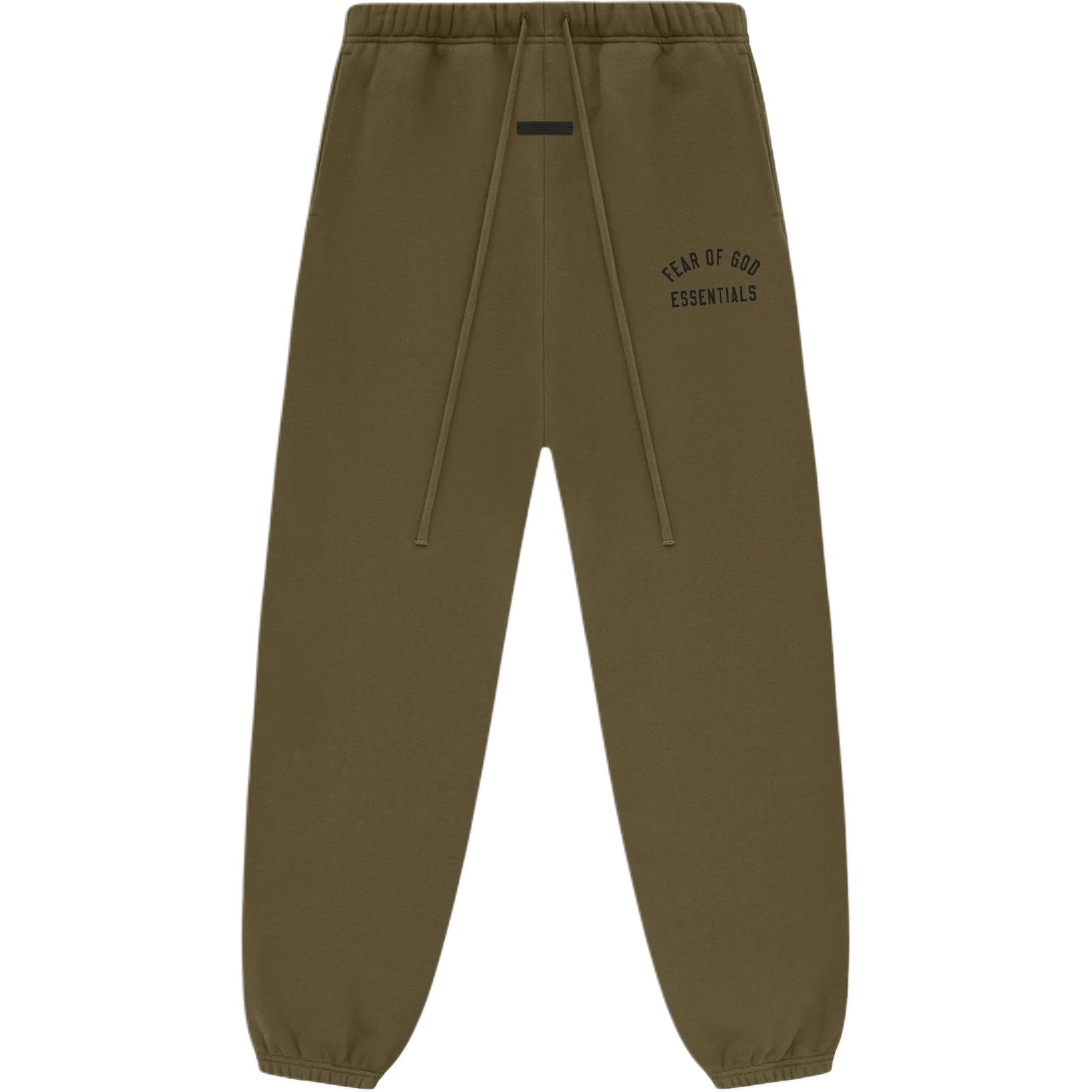 Флисовые эссенциальные спортивные брюки Fear Of God Essentials, оливковый — фото 3