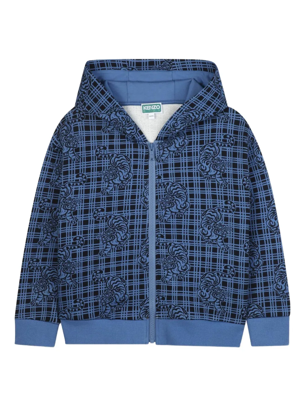 

Клетчатое худи на молнии Kenzo Kids, синий