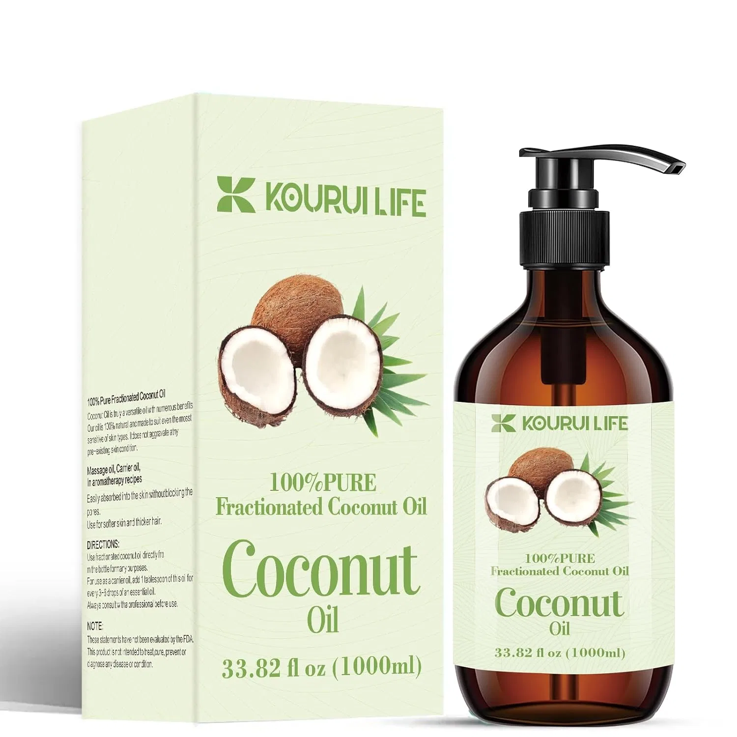 Органическое фракционированное кокосовое масло Kouruilife, Coconut Oil