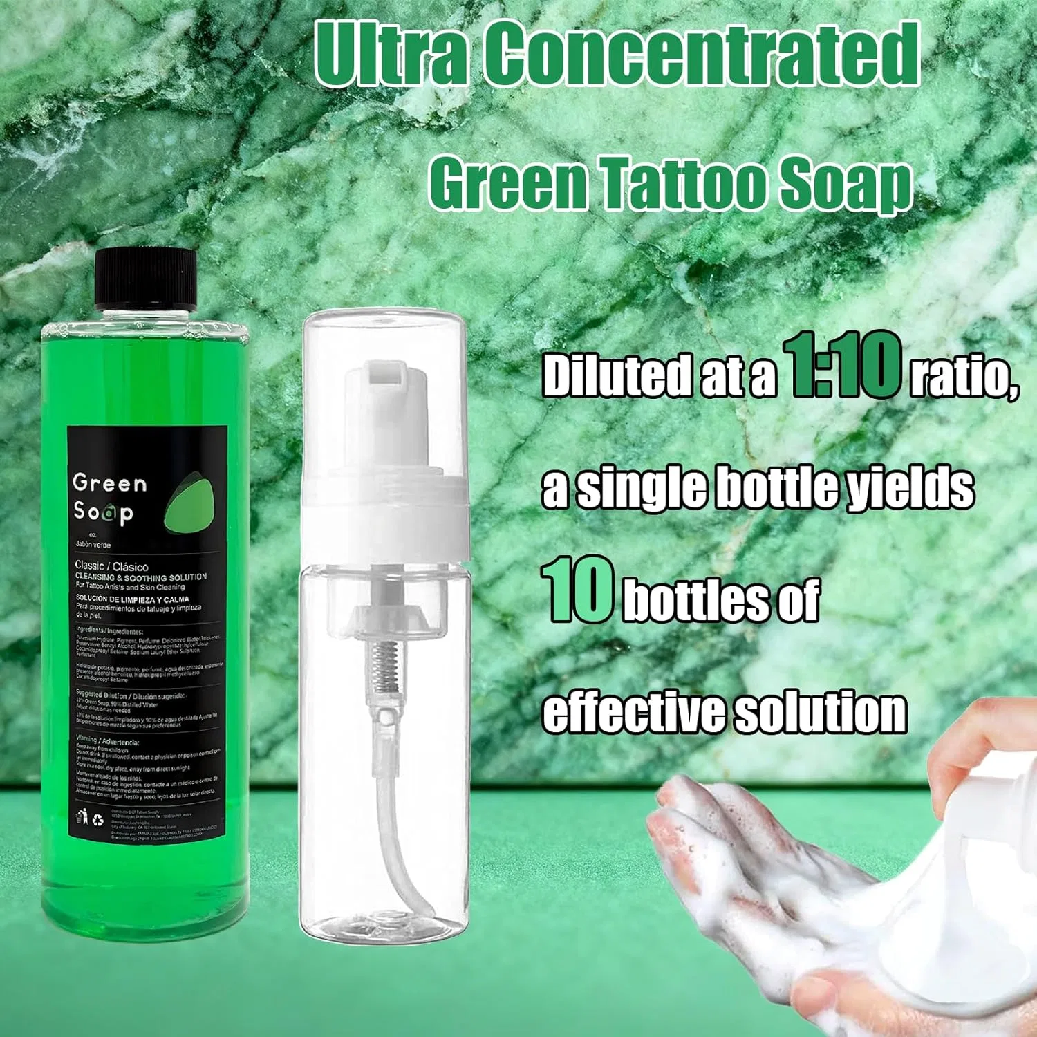 Набор для очистки татуировок Unihuby Green Soap 250 мл Unihuby, Green — фото 3
