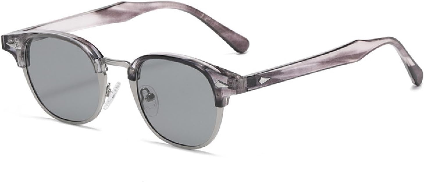 

Ретро-классические полуметаллические овальные женские солнцезащитные очки, модные панк-очки для мужчин с заклепками, защита от УФ-излучения UV400 TVTBBVV, Grey Stripe Gray