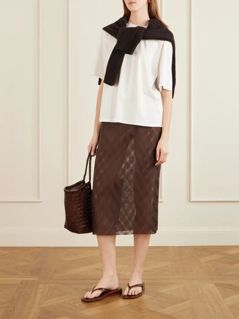 Сандалии-стринги Lina из кожи с эффектом крокодила Loeffler Randall, коричневый — фото 4