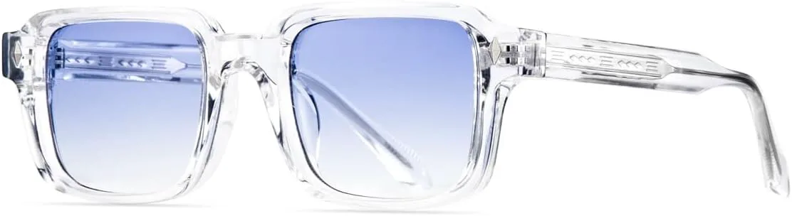 

Винтажные солнцезащитные очки в стиле панк с заклепками для женщин и мужчин, роскошные солнцезащитные очки с защитой от УФ-излучения UV400 TOIPASTN, Clear Blue