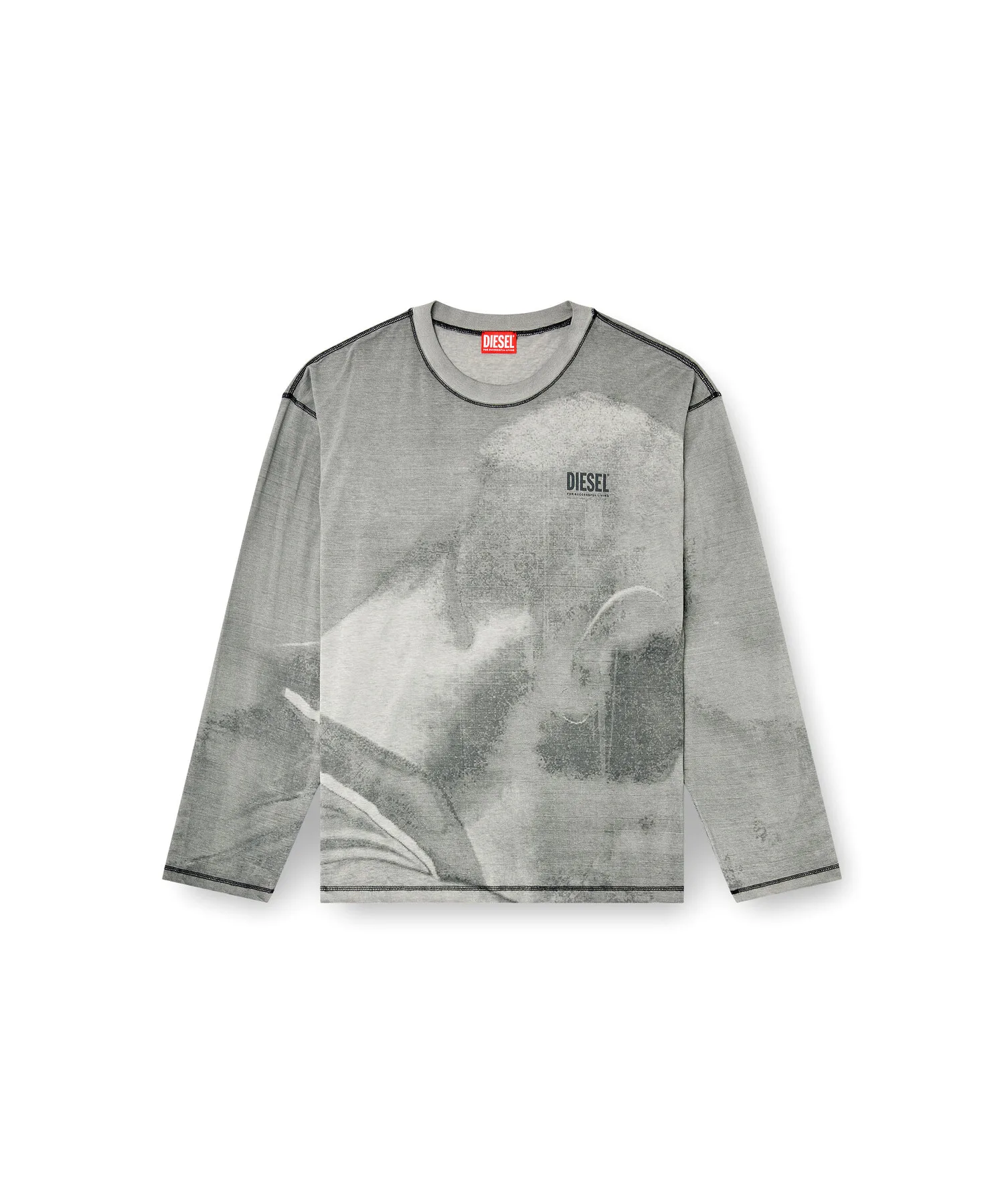Мужская футболка DIESEL T-BOXT-LS-NC-V1 с цифровым принтом — фото 4