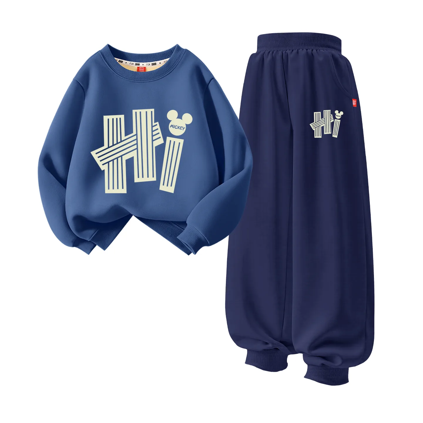 Детский спортивный костюм с круглым вырезом Disney, [Thickened Lamb's Wool]Dihalo Indigo Blue+Dihalo K Navy Blue