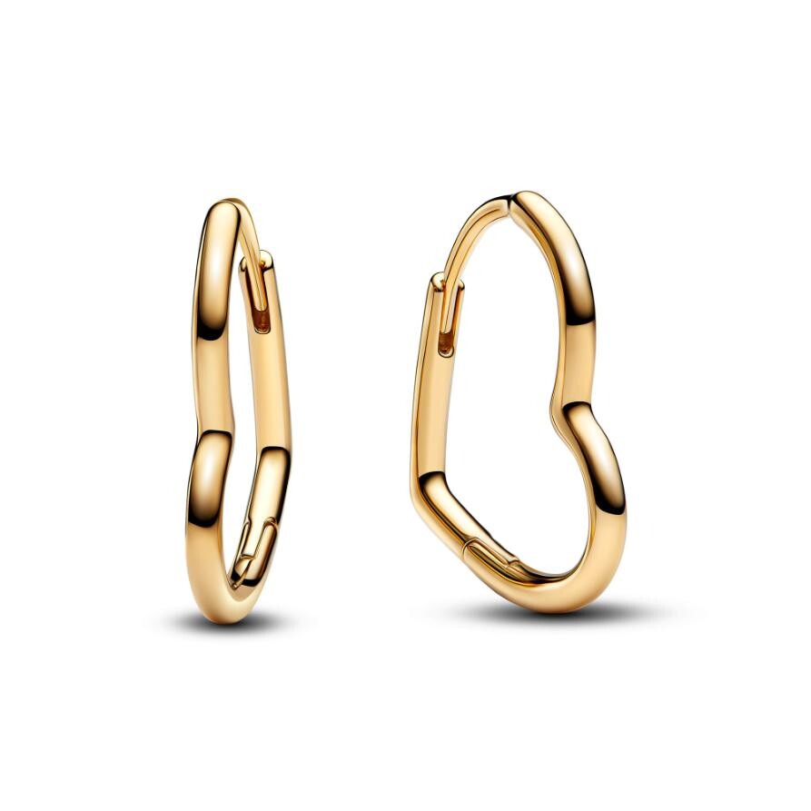 

Серьги Asymmetrical Heart Hoop Pandora, покрытие - золото