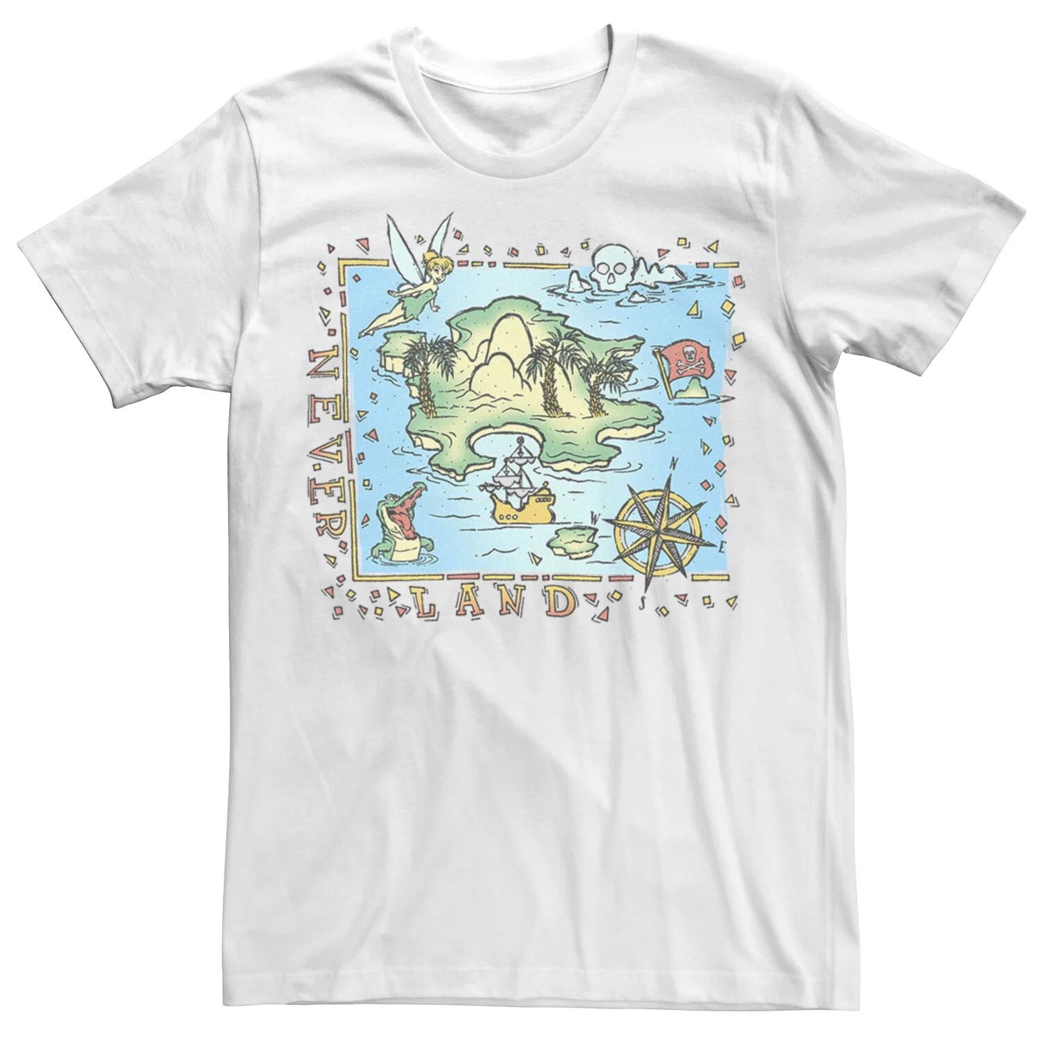 

Мужская футболка с винтажным плакатом Peter Pan Never L& Map Disney