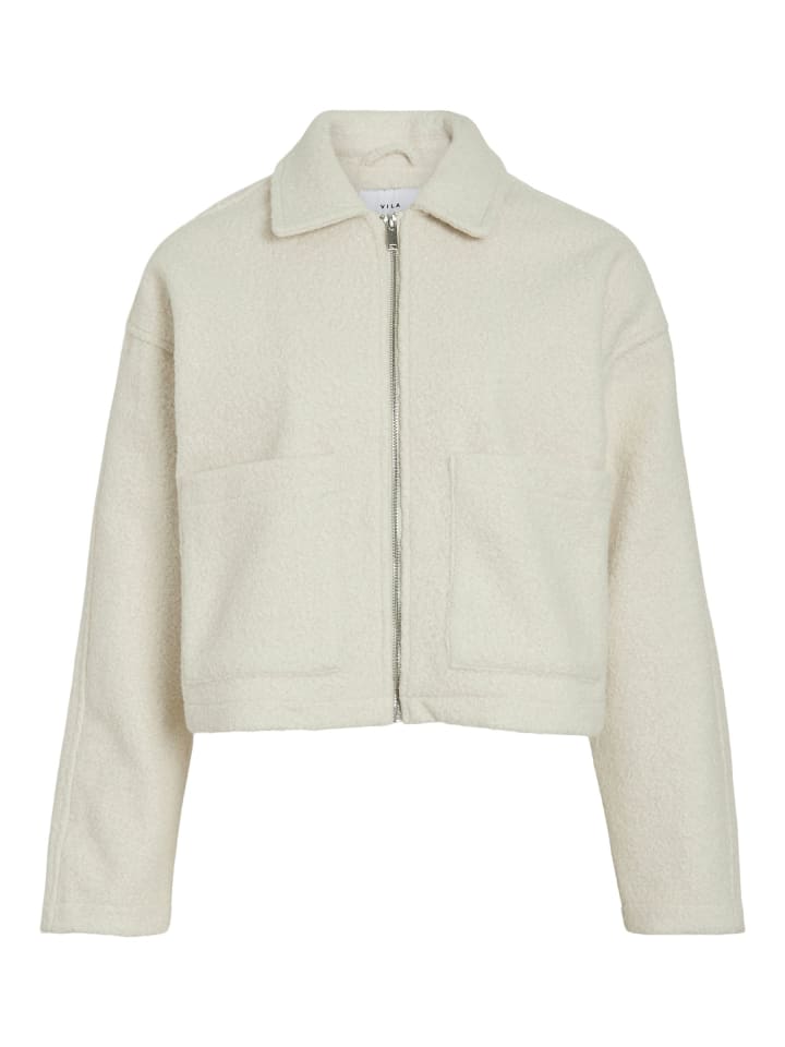 

Классическая куртка с длинной молнией и воротником кремового цвета Vila