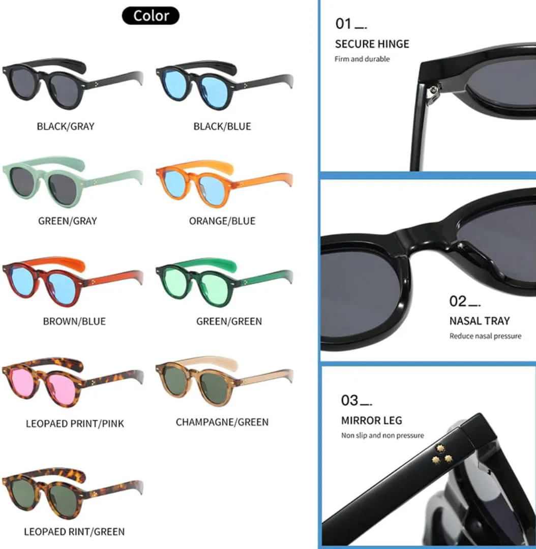 

Солнцезащитные очки с защитой UV400 | Круглая оправа, цветные линзы | Для женщин и мужчин, для занятий спортом на открытом воздухе и вождения DSVIGF, Green Gray