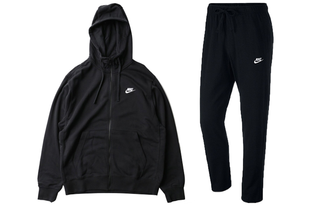 Мужская повседневная спортивная одежда с капюшонома Nike, set (черный+черный) — фото 3