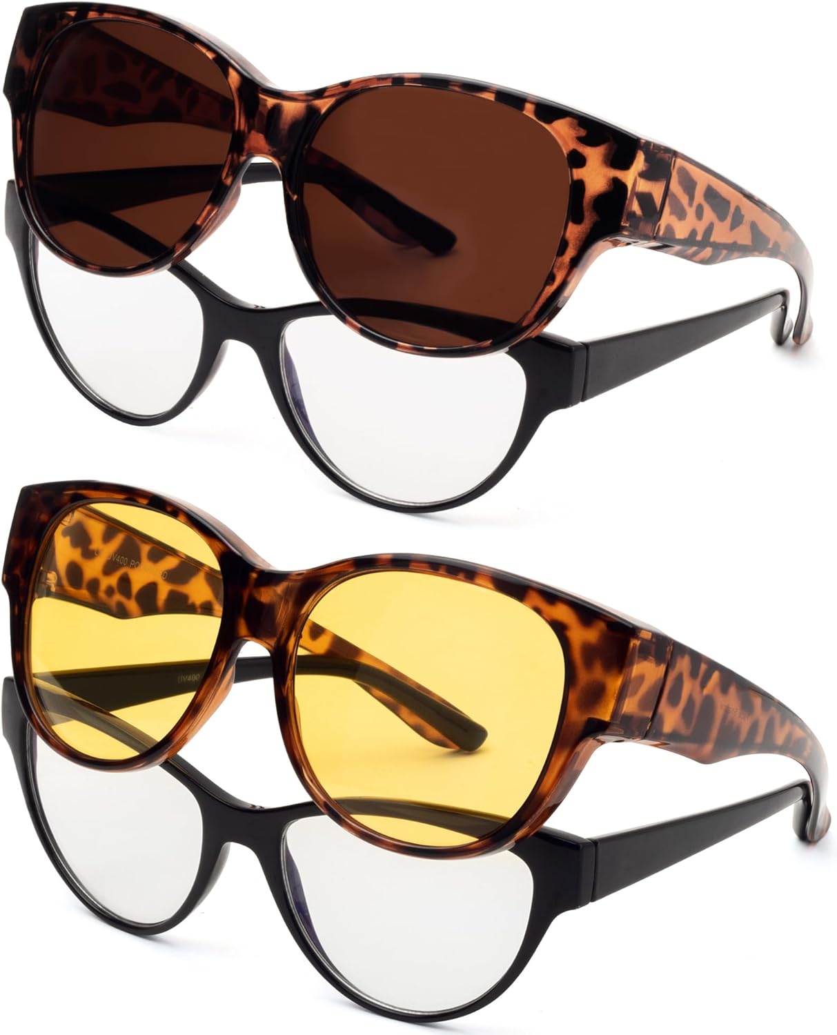 

Солнцезащитные очки с поляризованным покрытием, надеваемые поверх обычных очков, женские солнцезащитные очки с защитой от УФ-излучения, легкие Face Shadow, L Brown Leopard/Brown + Brown Leopard/Night Vision Yellow