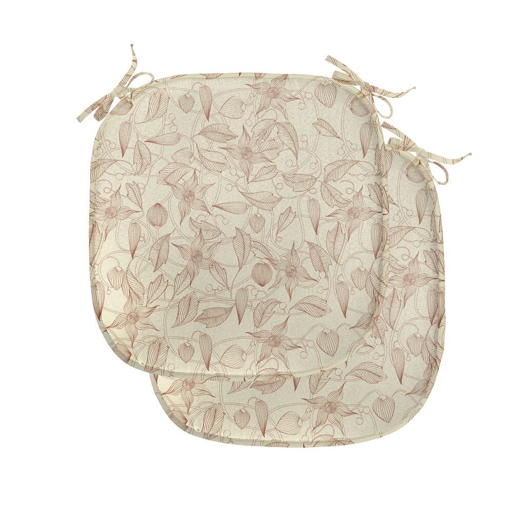 

ABAKUHAUS Бежевые подушки для обеденного стула, ретро-модерн, декоративная водонепроницаемая подушка с ремнями для кухонных сидений, 40 см x 40 см — упаковка из 2 шт., бежевое красное дерево, бежевый