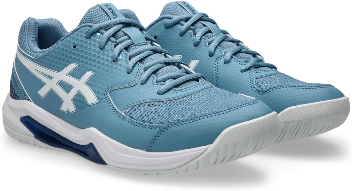 Мужские кроссовки ASICS Gel-Dedicate 8 для пинг-понга, белый/синий — фото 2