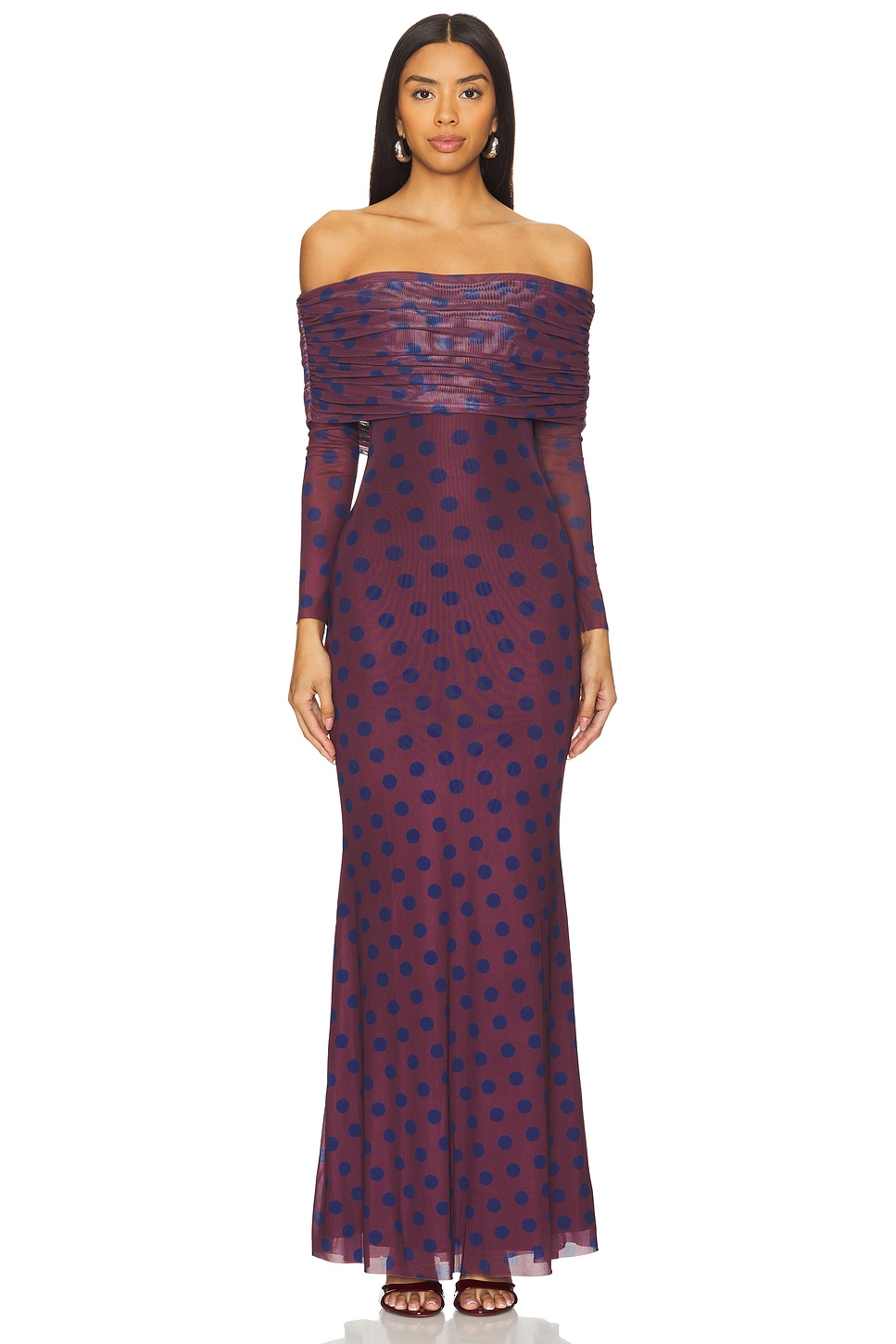 

Платье тельмы от x revolve Afrm, цвет wine diagonal dot