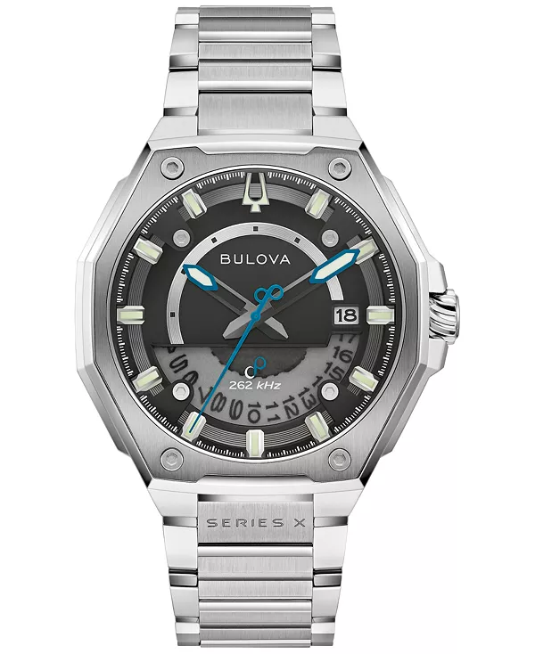

Мужские часы класса люкс серии X HPQ Precisionist с серебристым браслетом из нержавеющей стали, 42 мм Bulova, silver-tone