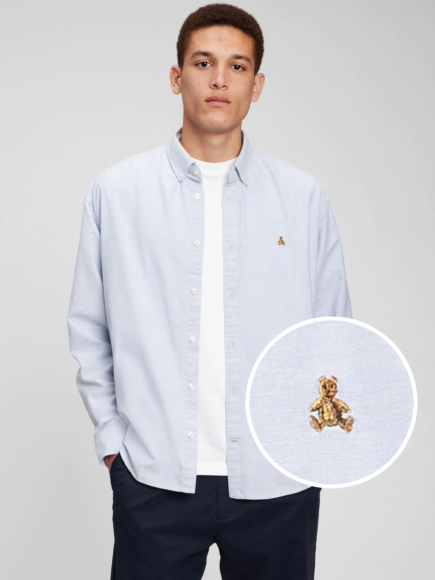 Рубашка «Браннан Беар Оксфорд» (Uнисекс) GAP, LIGHT_BLUE