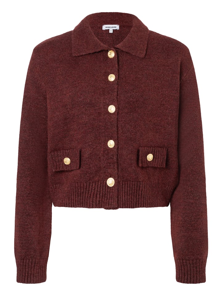 

Короткий, мягкий кардиган в изюмно-коричневом цвете More & More