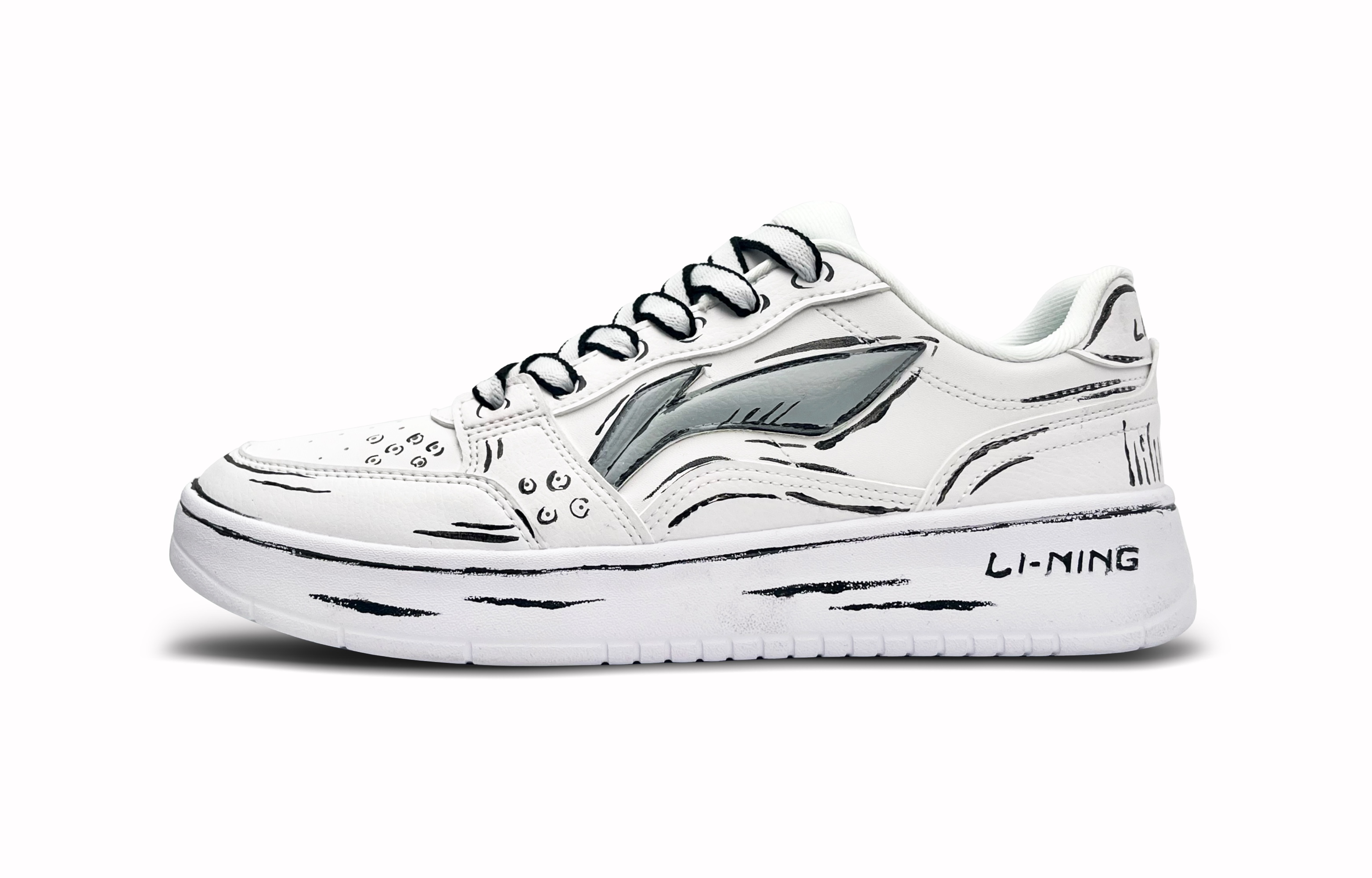 

LINING Нескользящие, амортизирующие, износостойкие, низкие кроссовки для скейтбординга, мужские, черно-белые