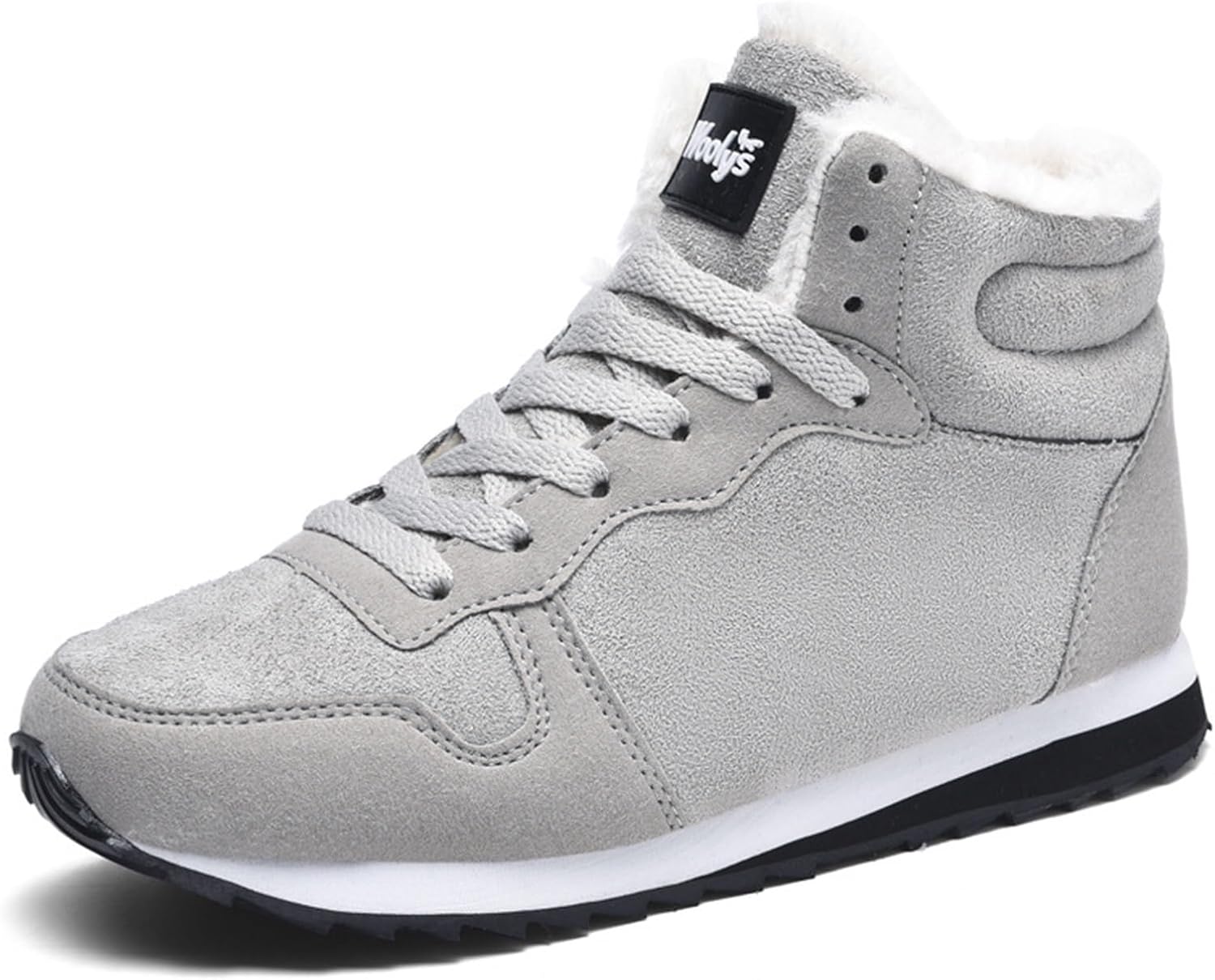 

Взрослые легкие ботинки на шнуровке с платформой для мужчин и женщин, теплые плюшевые снежные ботинки, нескользящие, большие размеры кроссовок Tosoft, серый
