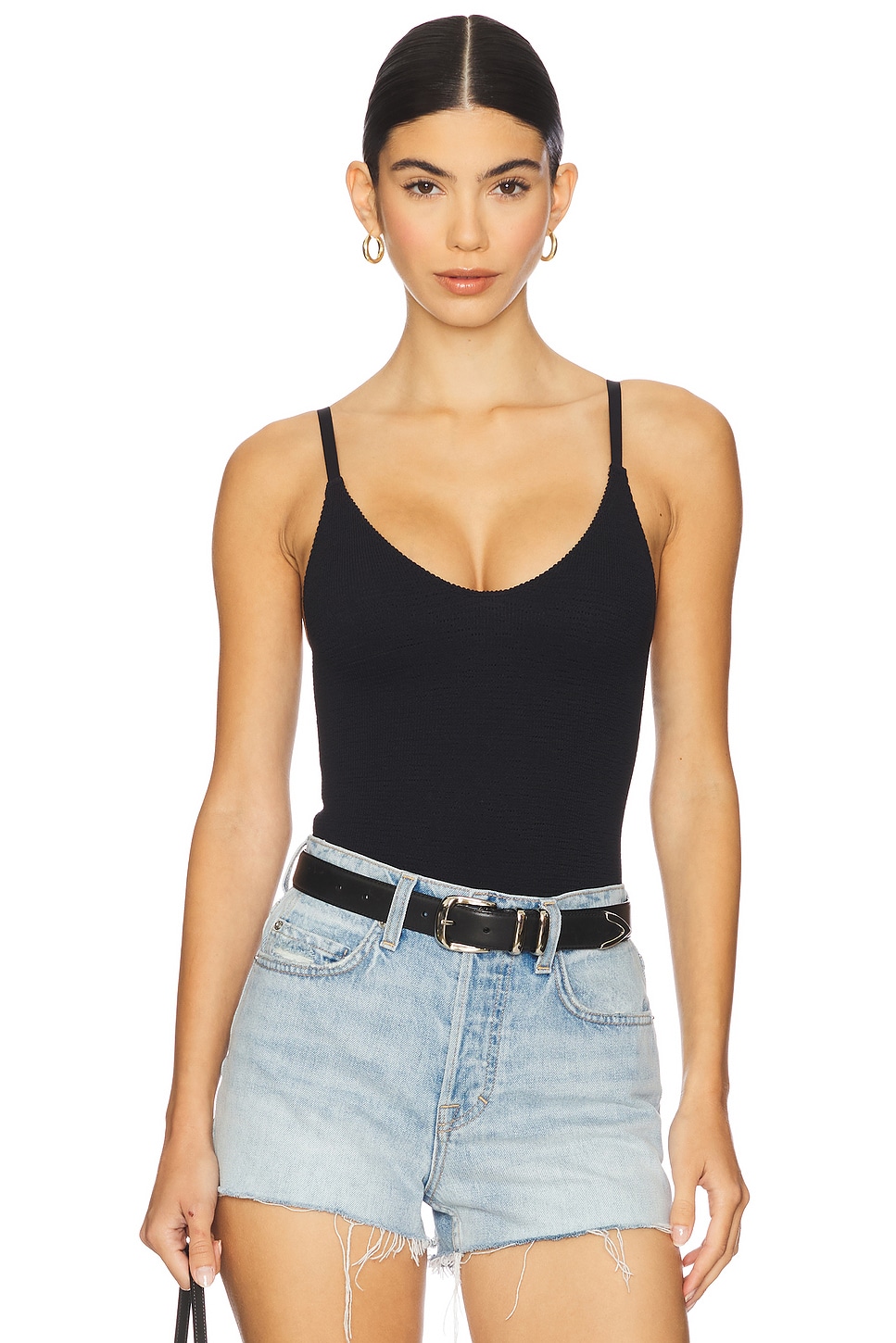 

Текстурированный трикотажный боди Free People, black