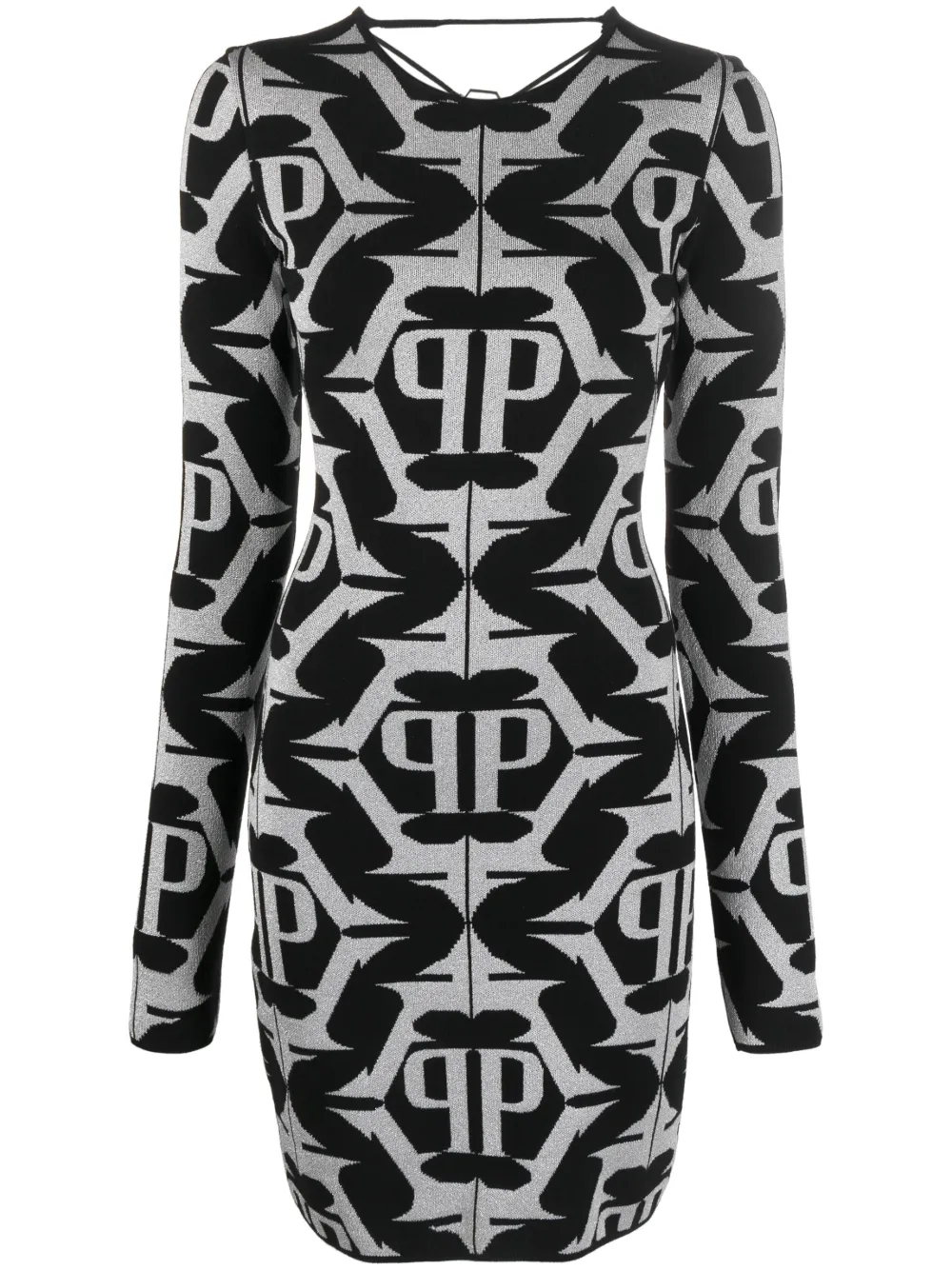 

Платье мини с монограммой Hexagon Philipp Plein, черный