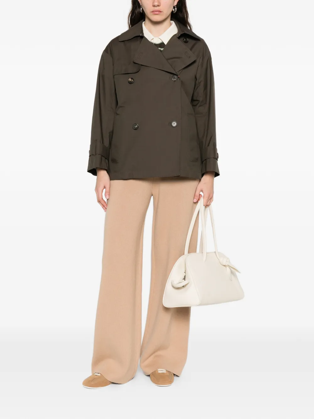 Двубортное пальто с нашивкой-логотипом MAX MARA, зеленый — фото 2
