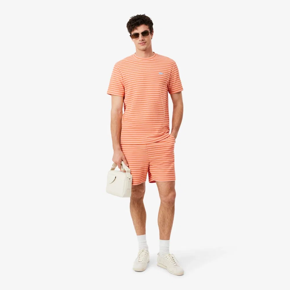 Футболка поло мужская Lacoste Color Croc Crepe, полосатая, розовый — фото 4