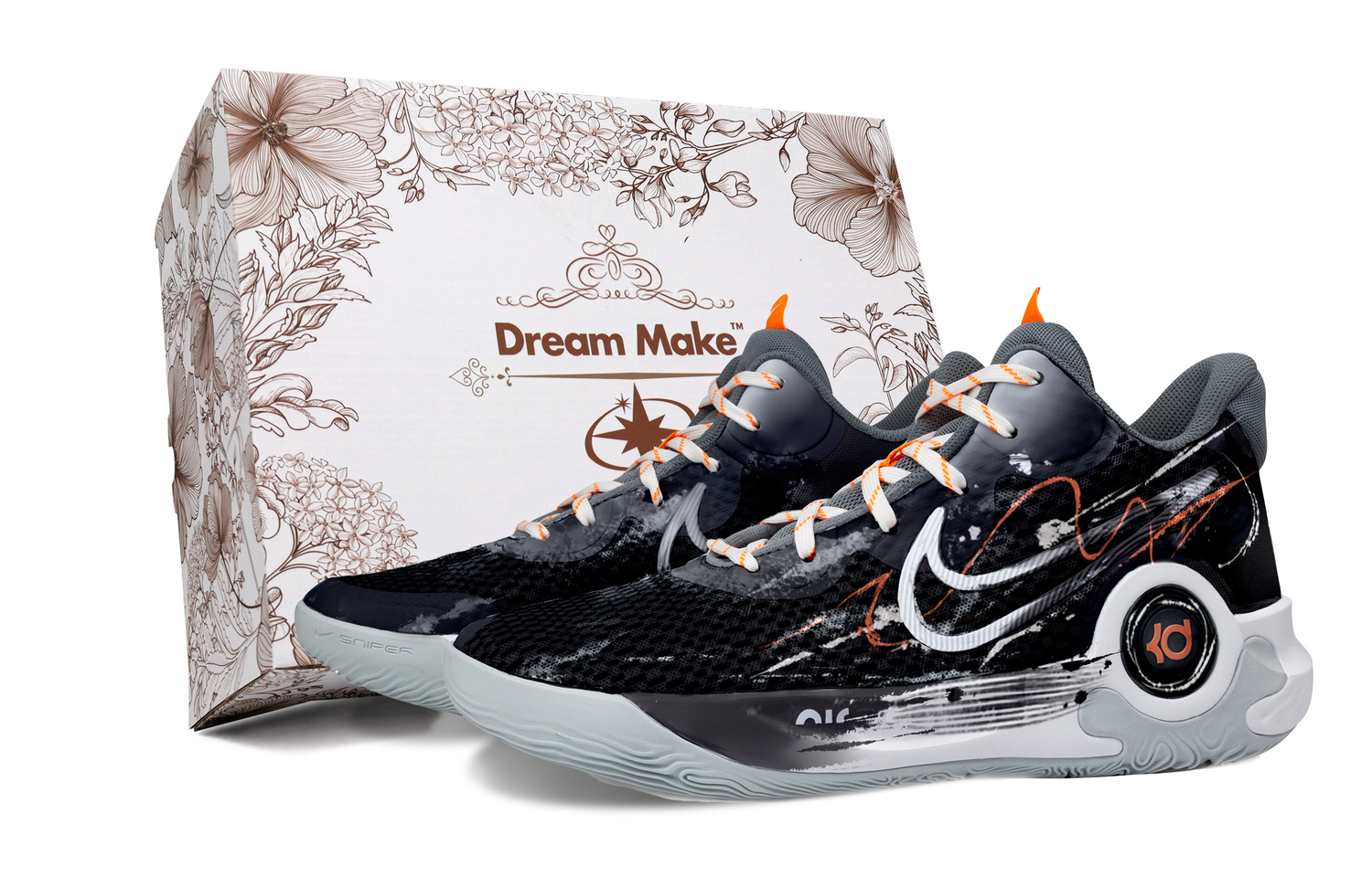 

Nike Кроссовки баскетбольные KD Trey 5 IX Unisex Mid-top черно-бело-серые, цвет Black