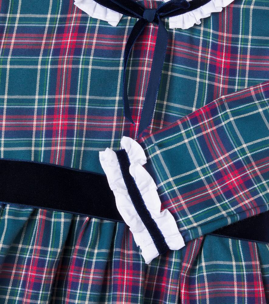 Платье Clarisa из смесового хлопка в клетку La Coqueta, Green Tartan — фото 3