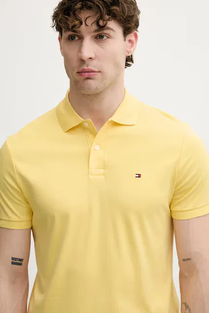 Поло из хлопка Tommy Hilfiger, желтый — фото 4