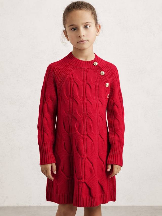 

Детское платье Harper с длинными рукавами из чистой шерсти Reiss, Red