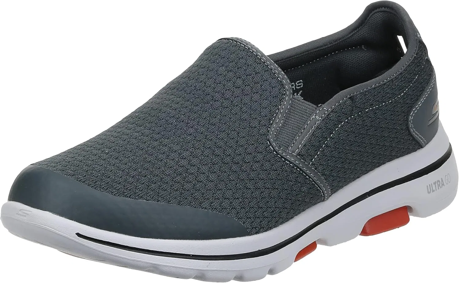 Мужские слипоны Skechers Go Walk 5 Apprize, Grey Anthracite Textile Synthetic White Trim Anthracite