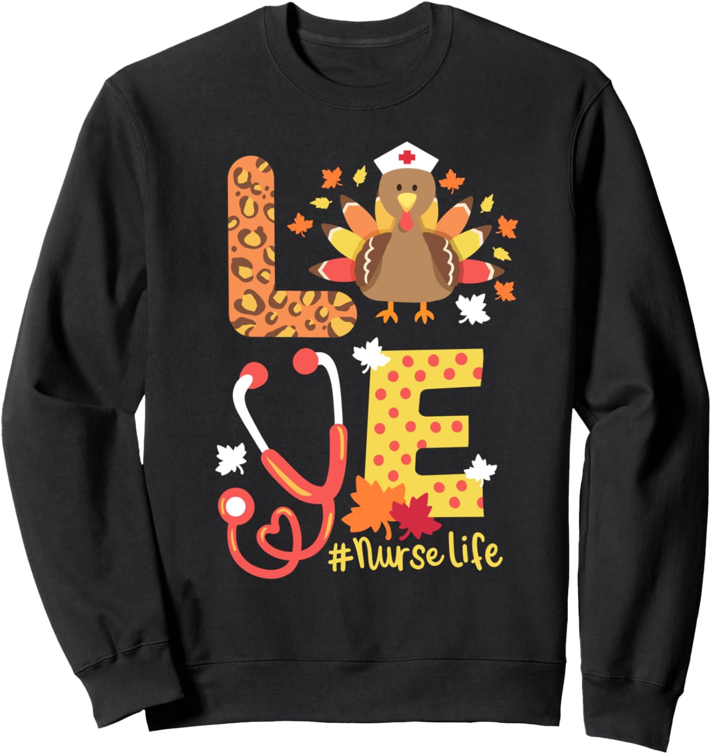 

ЛЮБЛЮ индейку, День благодарения, медсестра, осенняя одежда, стетоскоп, толстовка Happy Thanksgiving Holiday Family Party Gift Store, черный