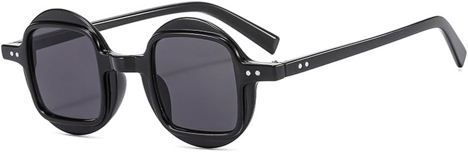 

Винтажные круглые двухцветные панк-солнцезащитные очки для мужчин, модные очки для женщин с прозрачными градиентными линзами и заклепками, солнцезащитные очки UV400 HHZZYVY, Black Grey