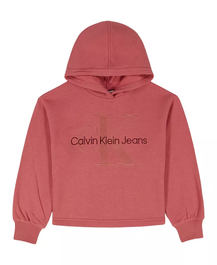 

Девчачий кроп-худи с V-образным вырезом на возраст 7-16 лет Calvin Klein, розовый