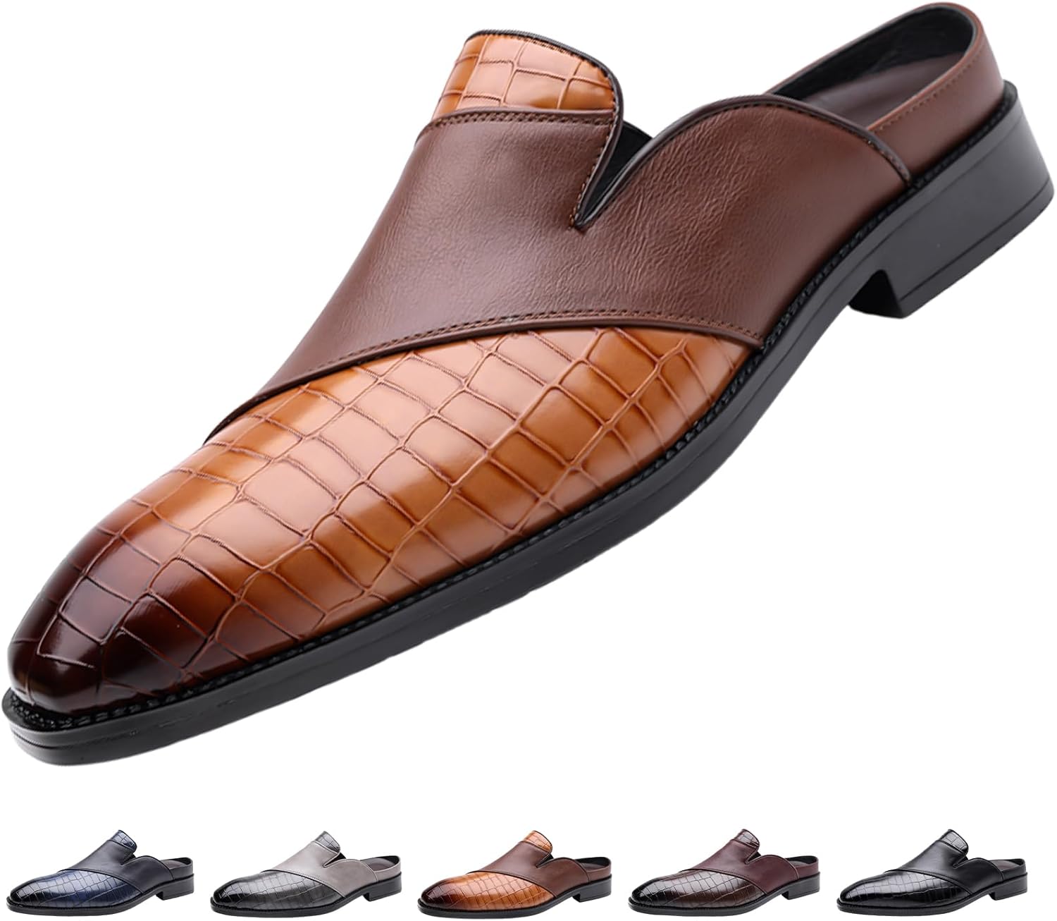 

Мужские кожаные шлепанцы ADKGBE с принтом, с открытой пяткой и мягкой подкладкой, коричневый