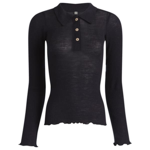 

Двойной шерстяной топ-поло с длинными рукавами Baserange, Murano Navy