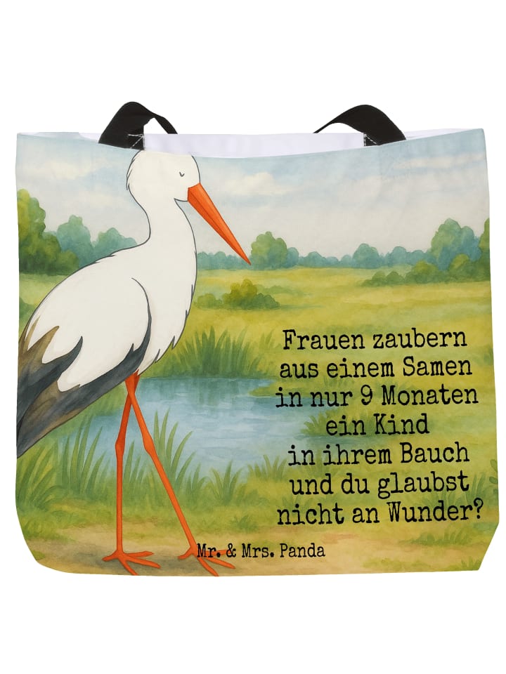 

Mr. & Mrs. Panda Сумка с изображением аиста и надписью белого цвета