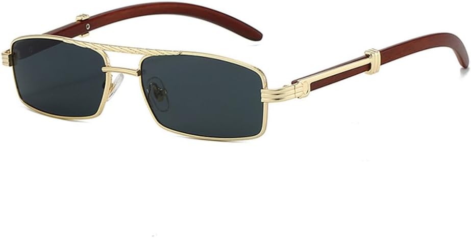 

Солнцезащитные очки в стиле ретро с металлическими двойными перемычками, прямоугольной формы, прозрачными градиентными линзами, защитой от ультрафиолета UV400, для мужчин LANGSER, Golden Grey