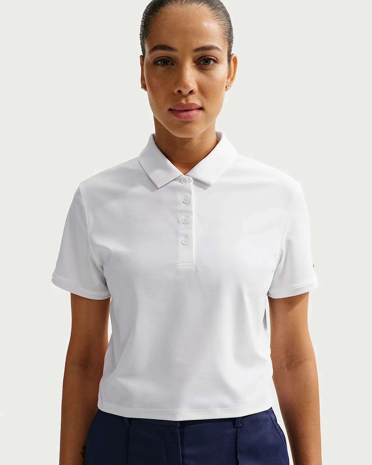 Женское поло Nike Victory Dri-FIT с коротким рукавом и укороченным кроем, White/Black