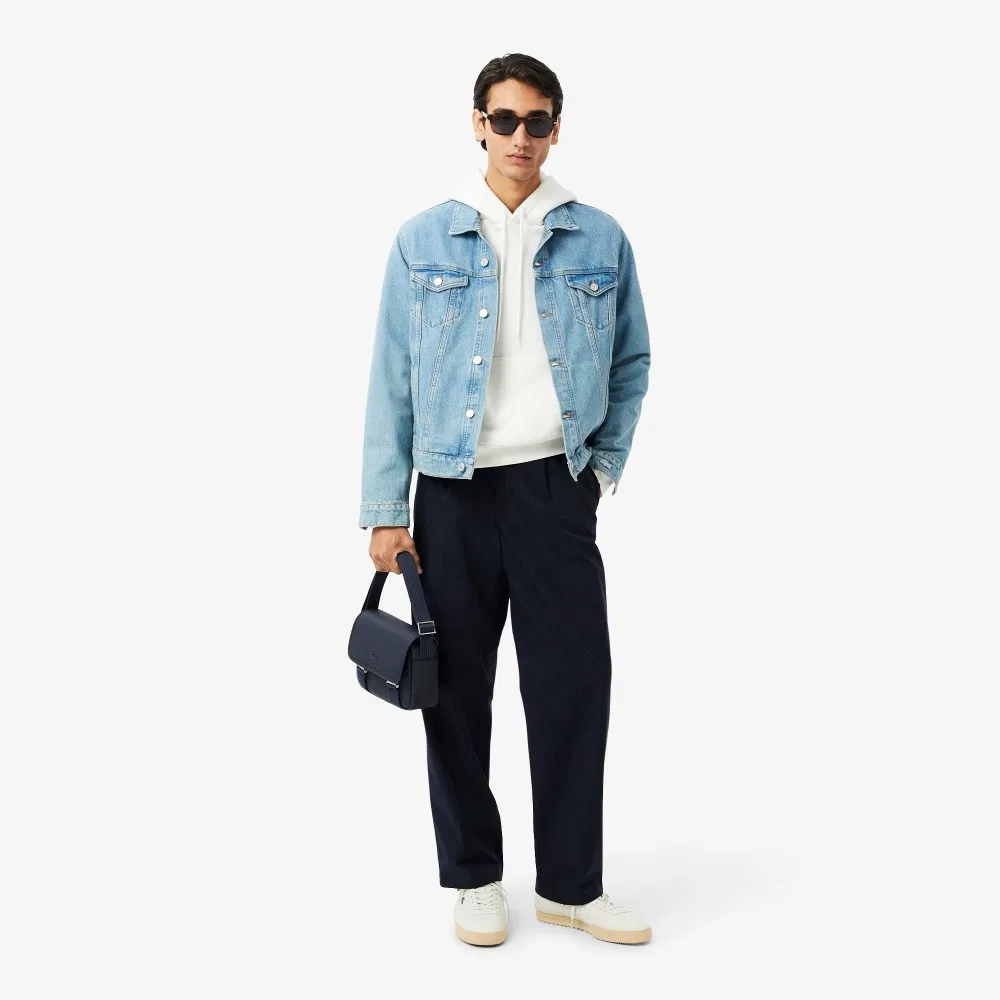 Мужская худи свободного кроя, молочно-белая, от Lacoste — фото 4