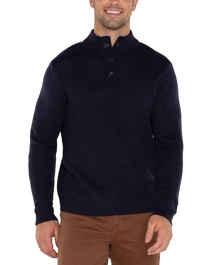 

Свитер Liverpool Los Angeles Button Mock Neck Sweater, темно-синий