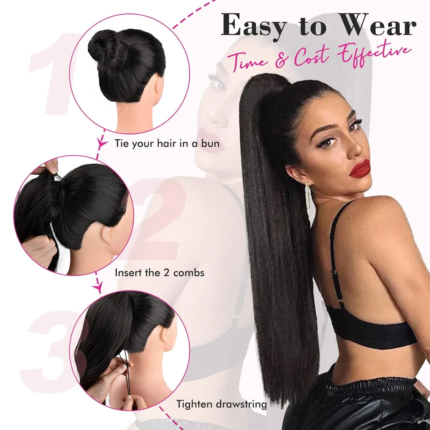 Длинный прямой хвост-шиньон «Ponytail Hair Extension» от REECHO Reecho, Light Blonde — фото 4