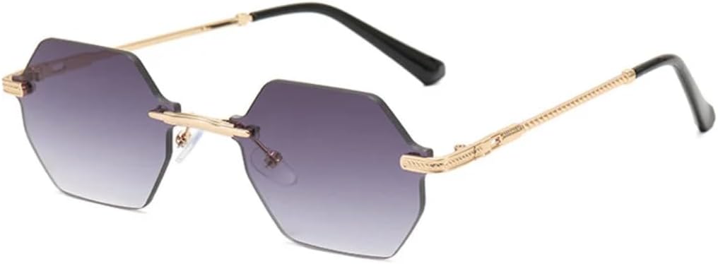 

Солнцезащитные очки с защитой UV400 | Без оправы, металлический панк, разноцветные линзы | Для женщин и мужчин, для занятий спортом на открытом воздухе и вождения DSVIGF, Gold-gray