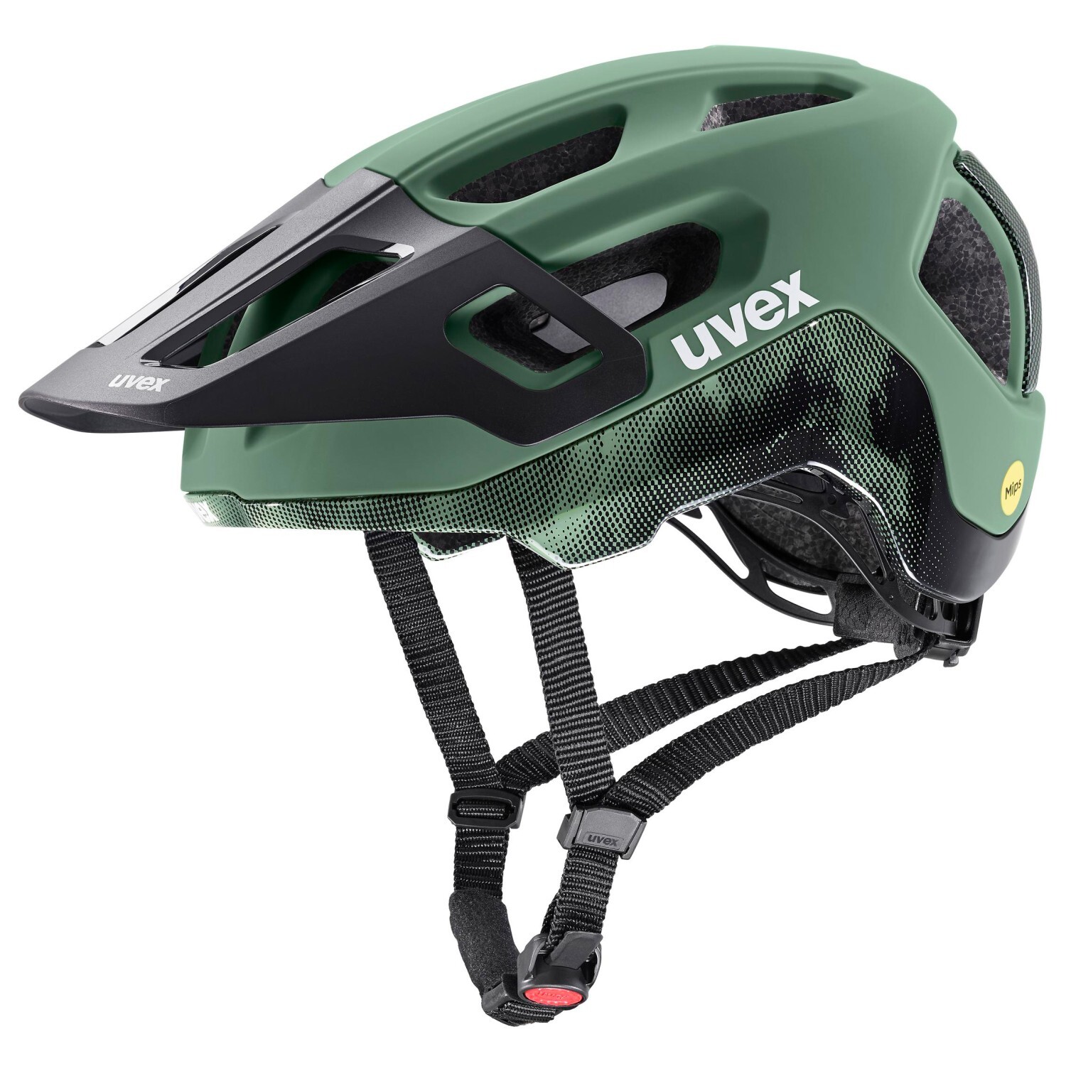 

Велосипедный шлем Uvex React MIPS, цвет Moss Green/Black Matt