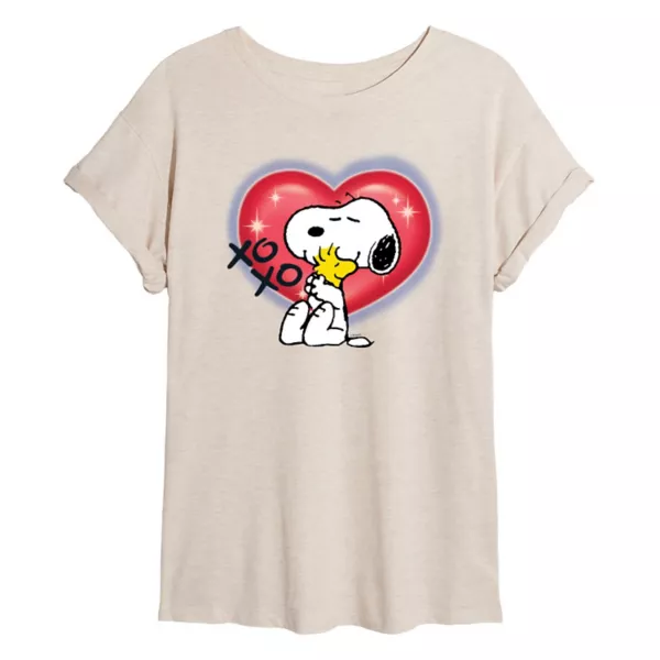 

Футболка Juniors Peanuts с изображением Снупи и Вудстока в виде сердца большего размера Licensed Character, бежевый