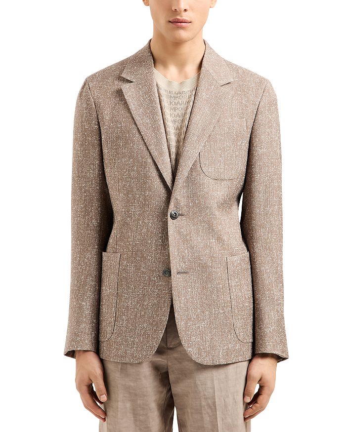 

Приталенный блейзер на двух пуговицах Emporio Armani, коричневый/бежевый
