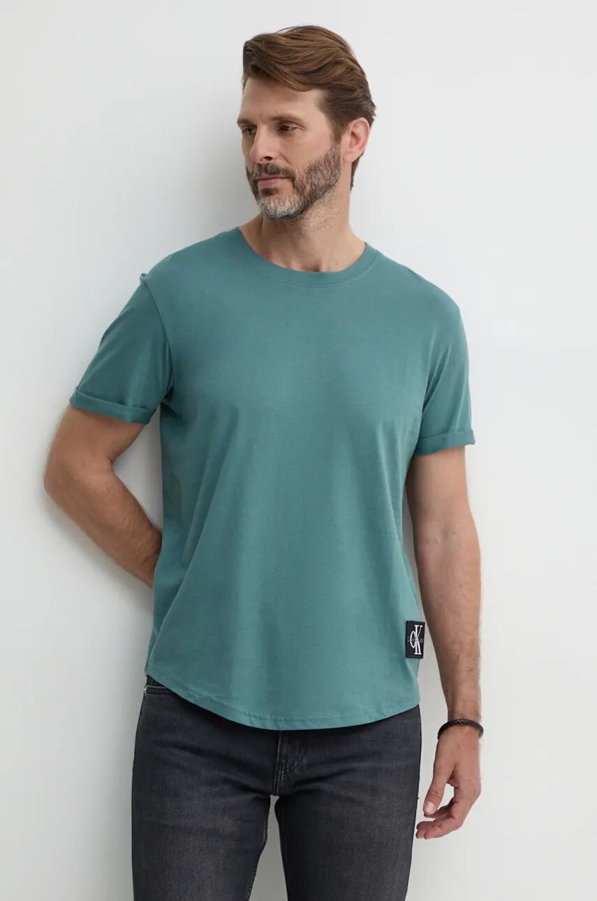 

Хлопковая футболка Calvin Klein Jeans, бирюзовый